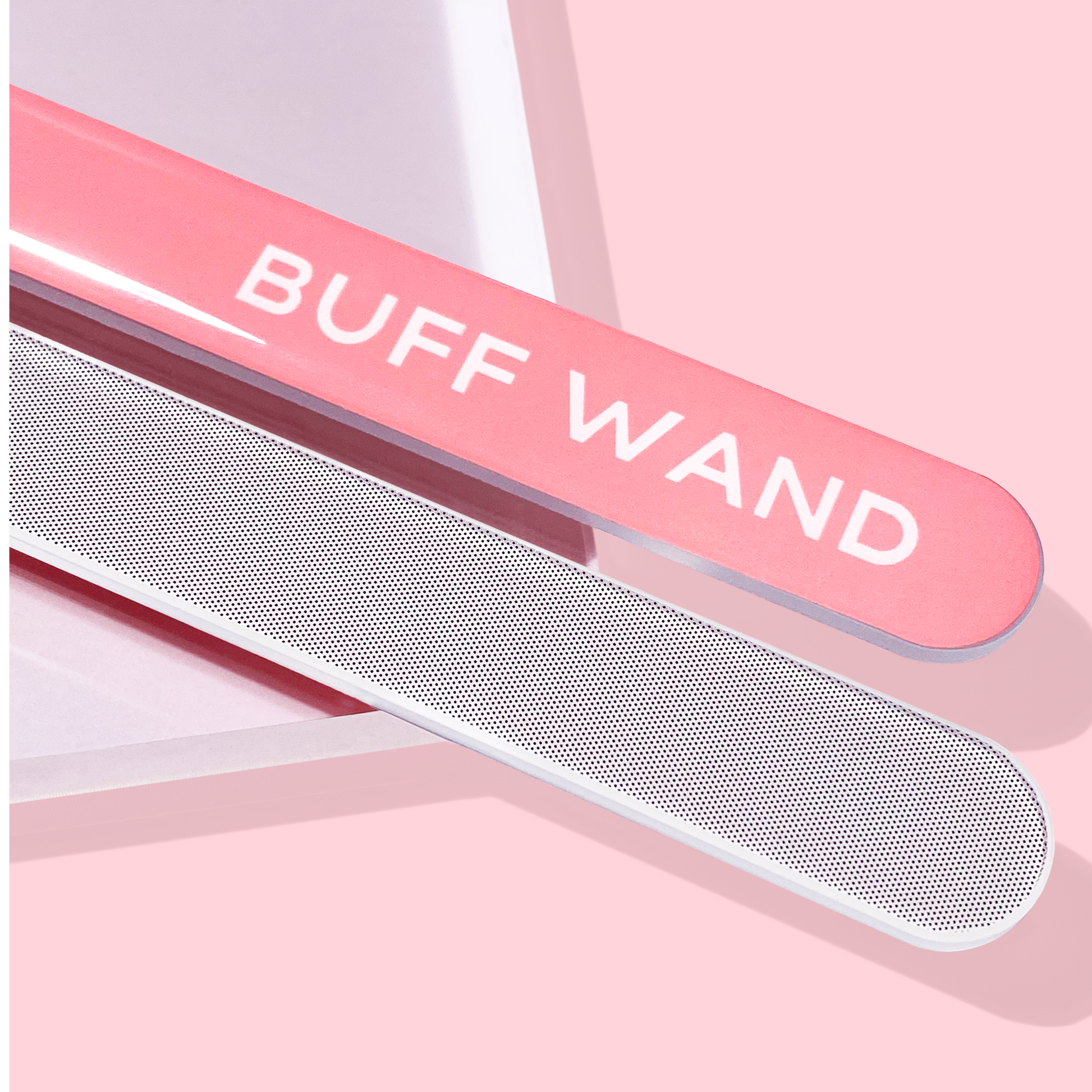 Buff Wand reusable glass nail file and shiner showing nano-technology buffing surface